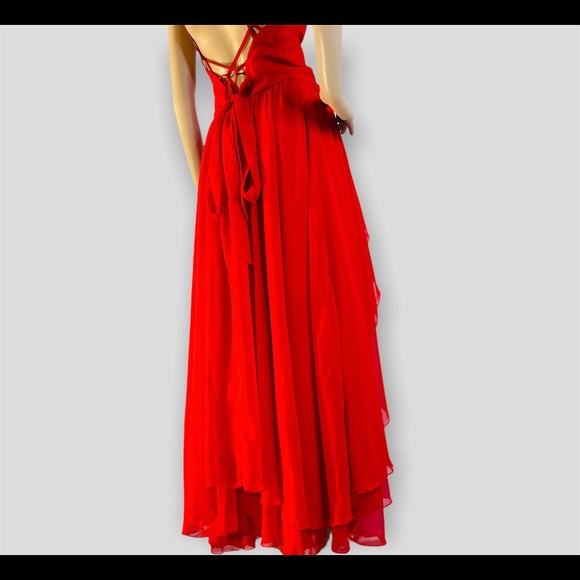 COPY - Sexy Red Party Irregular Ruffle High Waist Vestidos Dress New - Picture 6 of 11